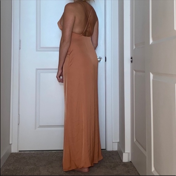 Silence + Noise Peach Silky Maxi Slip Dress - Picture 3 of 8